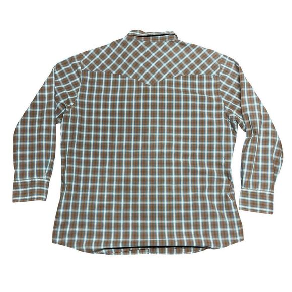 Pendleton Frontier Western Snap Button Collared Shirt Plaid Brown Mens XL - Picture 2 of 9